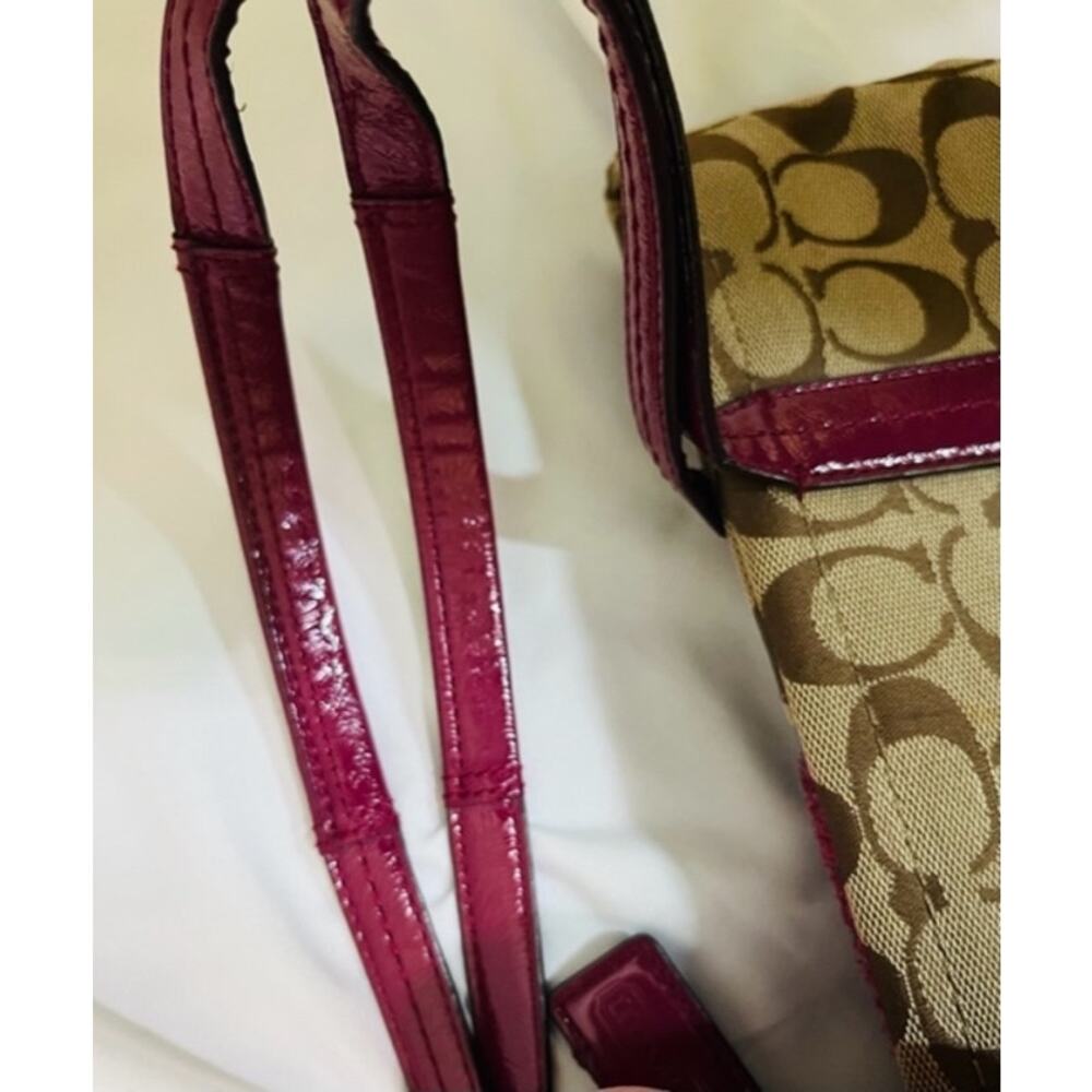 Coach Signature Python Stripe Raspberry Beige Tan… - image 9